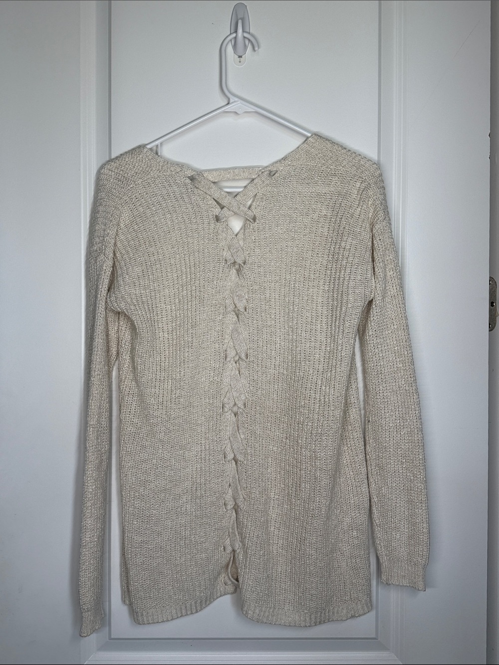 Cloud Chaser Cream Open-Front Braided-Trim Cardigan